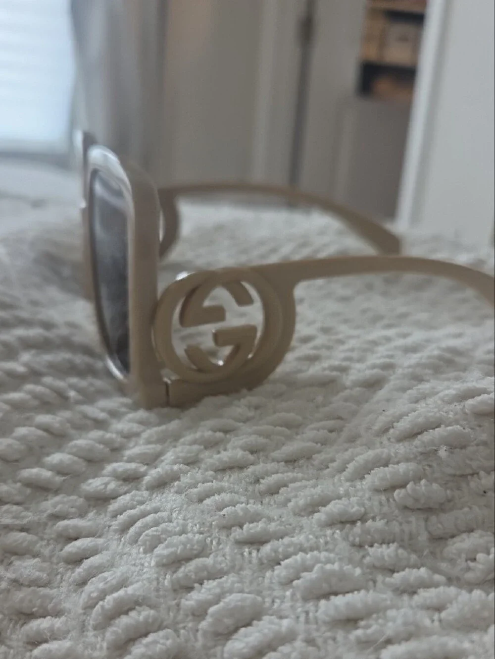 Cream Square Sunglasses with Brown Lenses